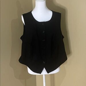 Black Sleeveless Button-Up Vest